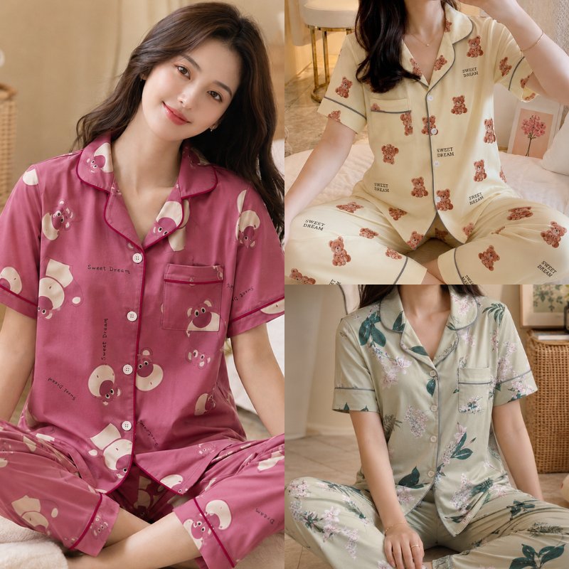EMILY PIYAMA Baju Tidur Set Piyama Series 3 Bahan Poly Bamboo Lengan Pendek/Panjang Celana Pendek/Panjang Adem & Lembut